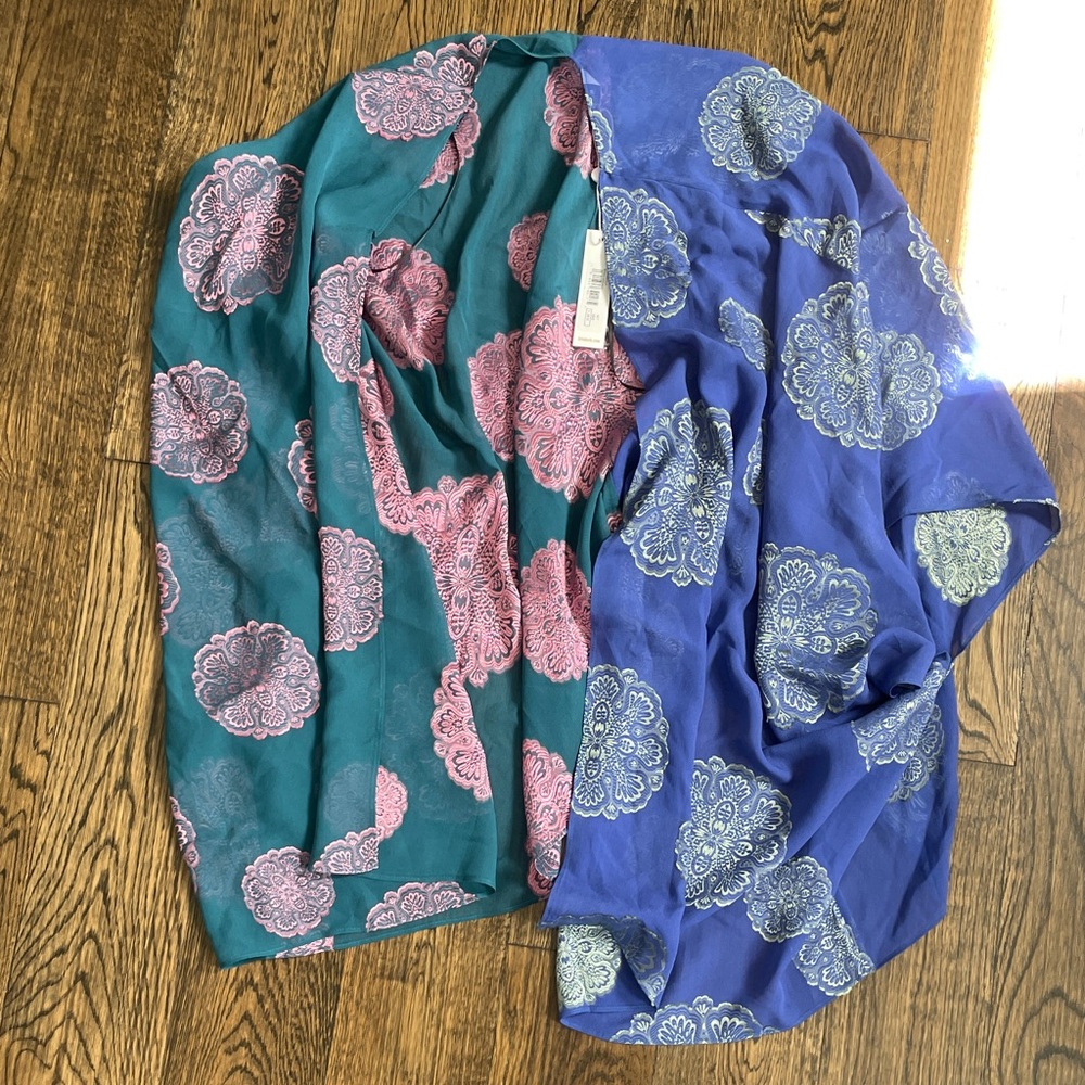 Trina Turk NWT Colorblock Medallion Print Kimono Blouse Top